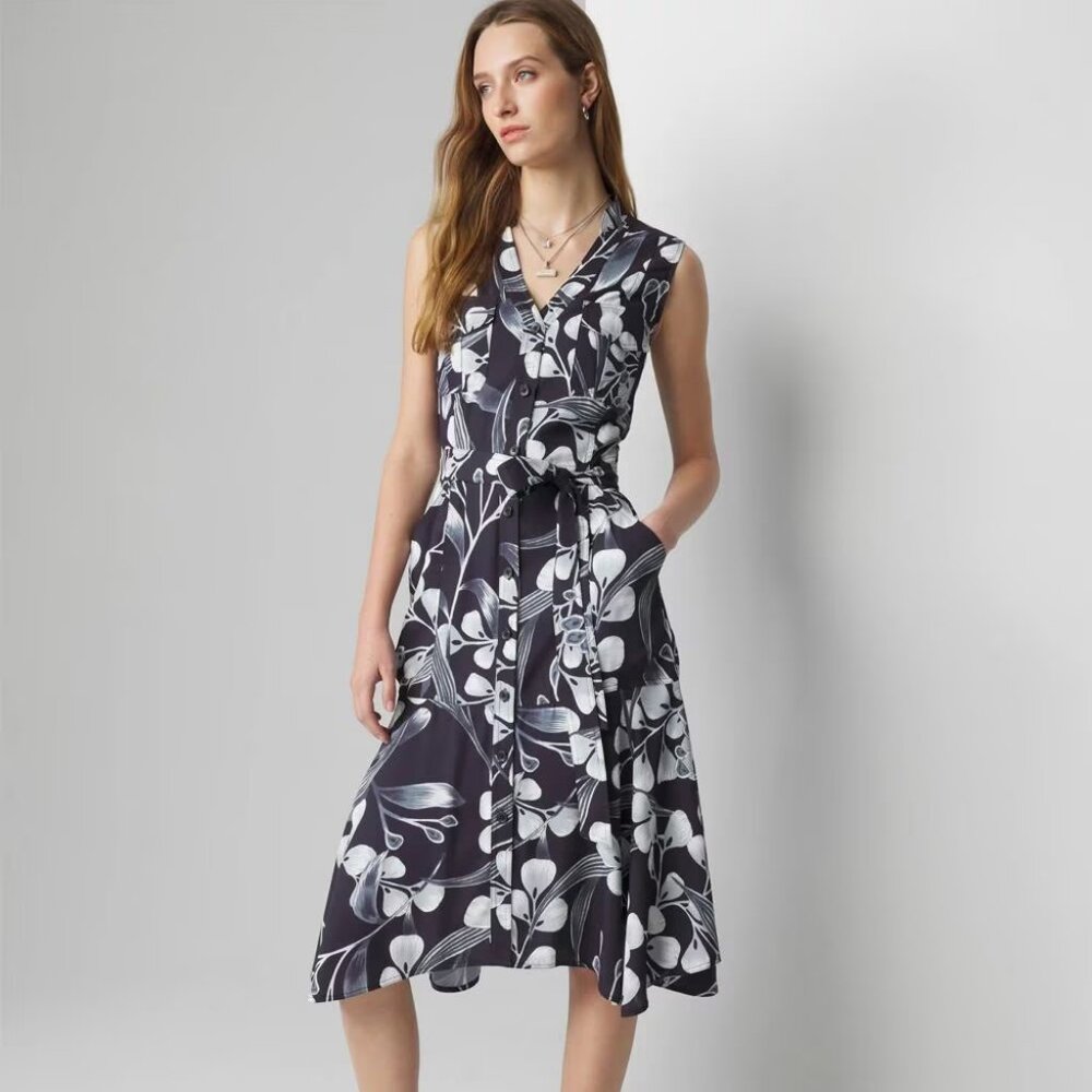 WHBM $170 WITH POCKETS Utility Belted Midi Shirtdress 10
